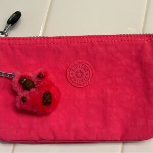 NWOT Kipling Hot Pink Wallet with Monkey Charm